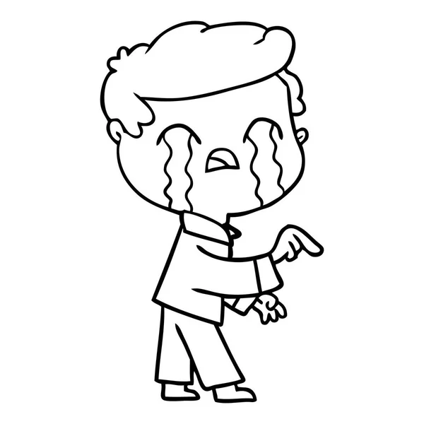 Vector Ilustración Dibujos Animados Hombre Llorando — Vector de stock