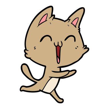 vektör çizim karikatür mutlu kedi