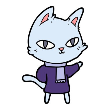 vektör çizim karikatür kedi bakarak