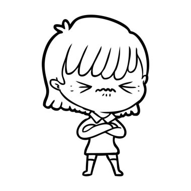 rahatsız çizgi film kız vektör çizim