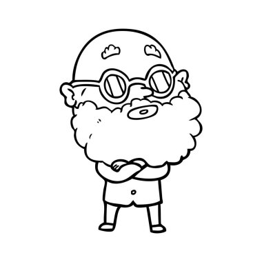 çizgi film meraklı adam sakal ve gözlük