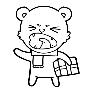 kızgın çizgi film kutup ayısı ile Noel hediyesi