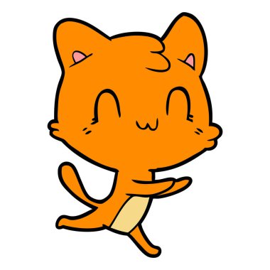 vektör çizim karikatür mutlu kedi