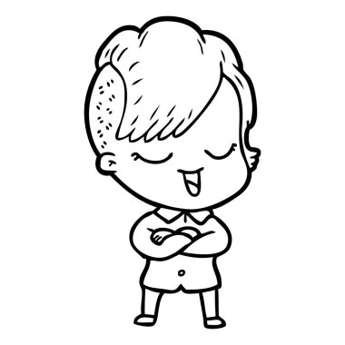 mutlu çizgi film kız vektör çizim