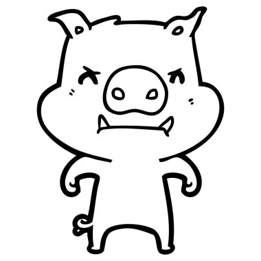 kızgın çizgi film domuz vektör çizim