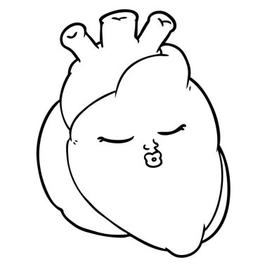 Karikatür kalp çiziminin vektör çizimi