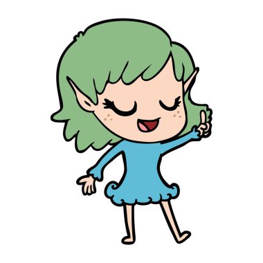 mutlu karikatür elf kızı