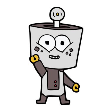 mutlu karikatür robot vektör çizim