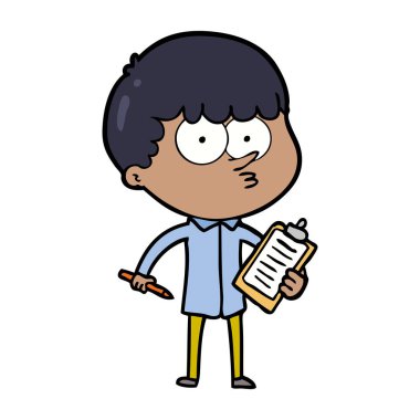 Not alma karikatür meraklı çocuk