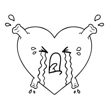 Karikatür kalp çiziminin vektör çizimi
