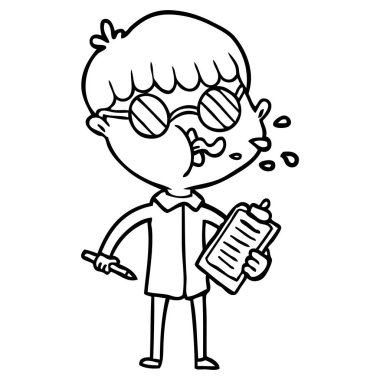 çizgi film çocuk klibi kurulu ile gözlük takıyor