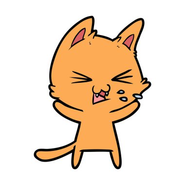 vektör çizim karikatür kedi tıslama