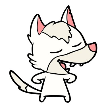 vektör çizim karikatür kurt gülen