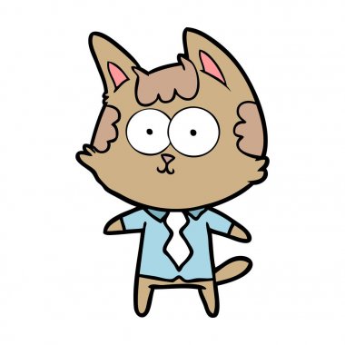 vektör çizim karikatür mutlu kedi