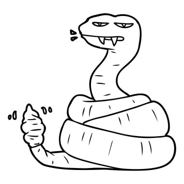 vektör çizim karikatür kızgın çıngıraklı yılan