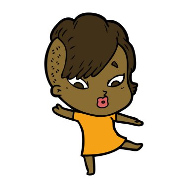 vektör çizim karikatür sürpriz kız