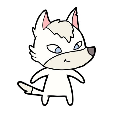 vektör çizim dostu karikatür kurt