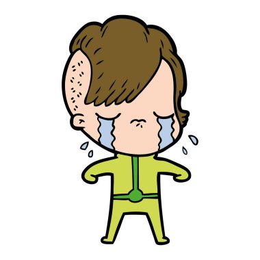 Ağlayan kızın vektör çizimi