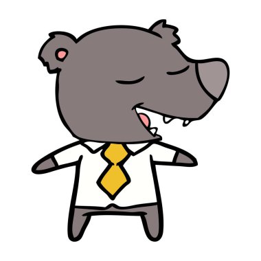gömlek ve kravat giyen karikatür ayı