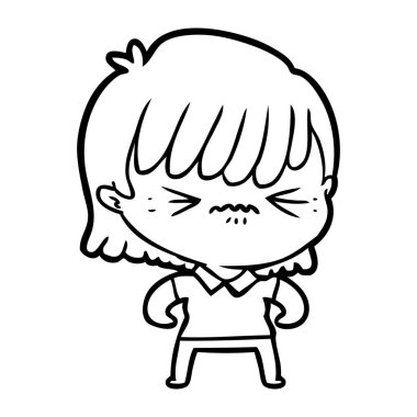 rahatsız çizgi film kız vektör çizim