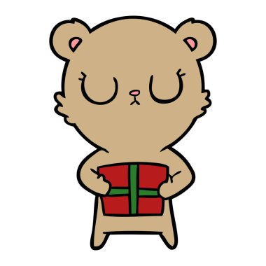 huzurlu karikatür ayı ile hediye