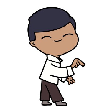 çizgi film gülümseyen çocuk işaret