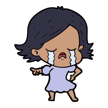 çizgi film kız ağlıyor ve işaret