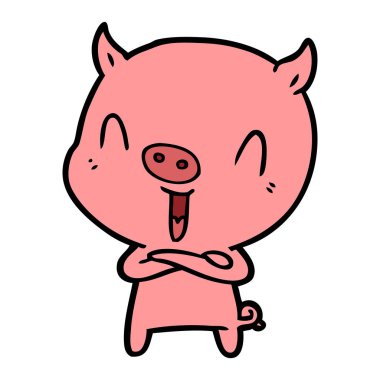mutlu karikatür domuz vektör çizim