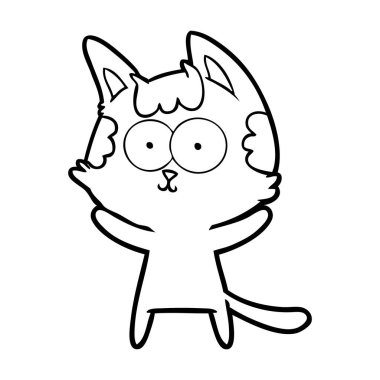vektör çizim karikatür mutlu kedi