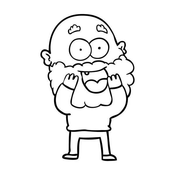 Dibujos Animados Loco Feliz Hombre Con Barba Jadeando — Archivo Imágenes Vectoriales