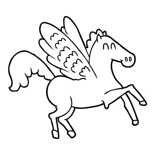 Vektorillustration Tecknad Bevingade Häst — Stock vektor