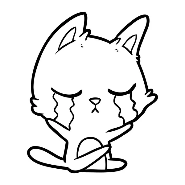 Vektorové Ilustrace Pláče Kreslená Kočka — Stockový vektor