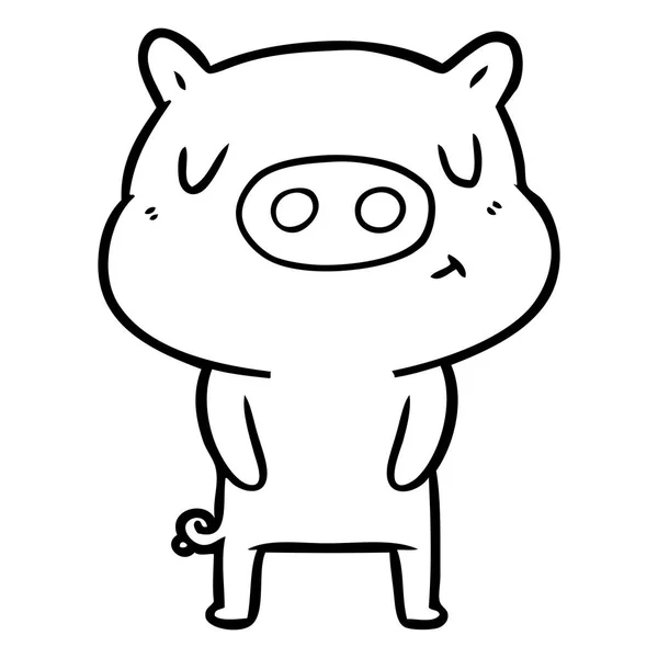 Vector Illustration Cartoon Content Pig — Stock Vector