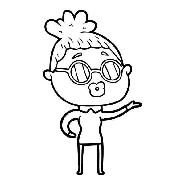 Kreslený Žena Nosí Sluneční Brýle — Stockový vektor