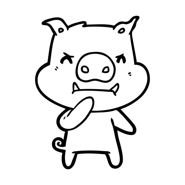 Vector Illustration Angry Cartoon Pig — Stock Vector