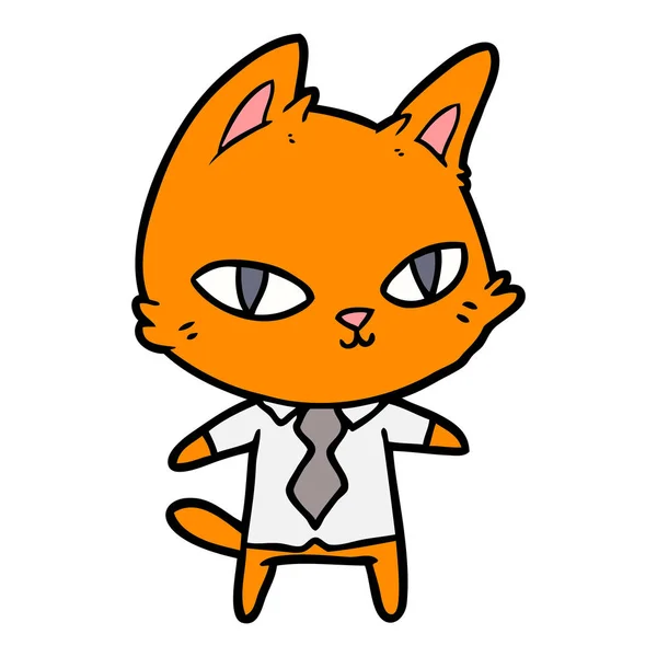 Desenho Animado Gato Roupas Escritório — Vetor de Stock
