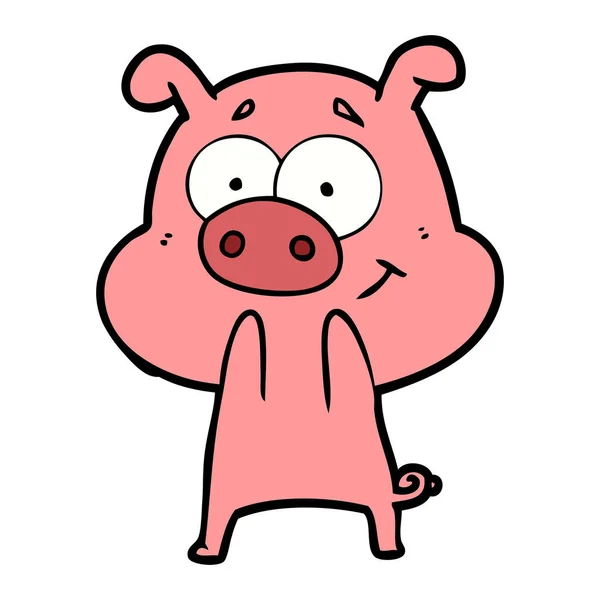 Vector Illustration Happy Cartoon Pig — Stock Vector