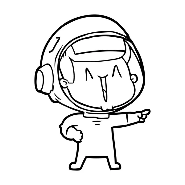 Happy Cartoon Astronaut Pointing — Stock Vector