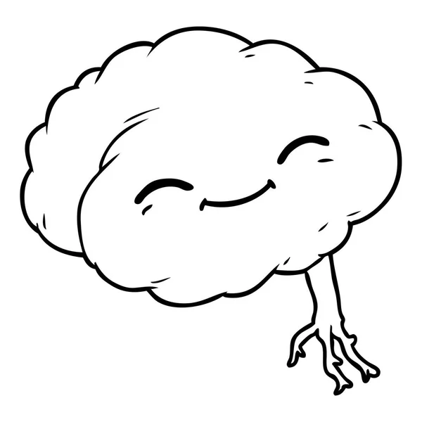 Vektör Çizim Karikatür Mutlu Beyin — Stok Vektör