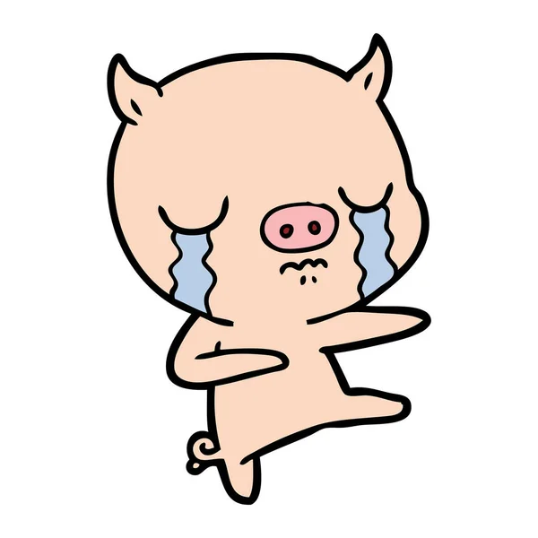 Vector Illustration Cartoon Pig Crying — Stock Vector