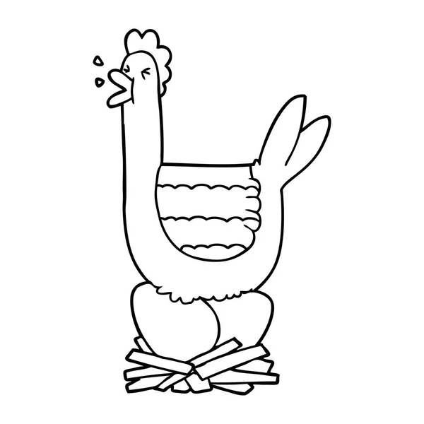 Dessin Animé Poule Assise Sur Nid — Image vectorielle