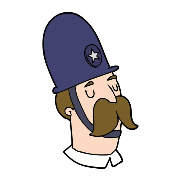 Policía Dibujos Animados Con Bigote — Vector de stock