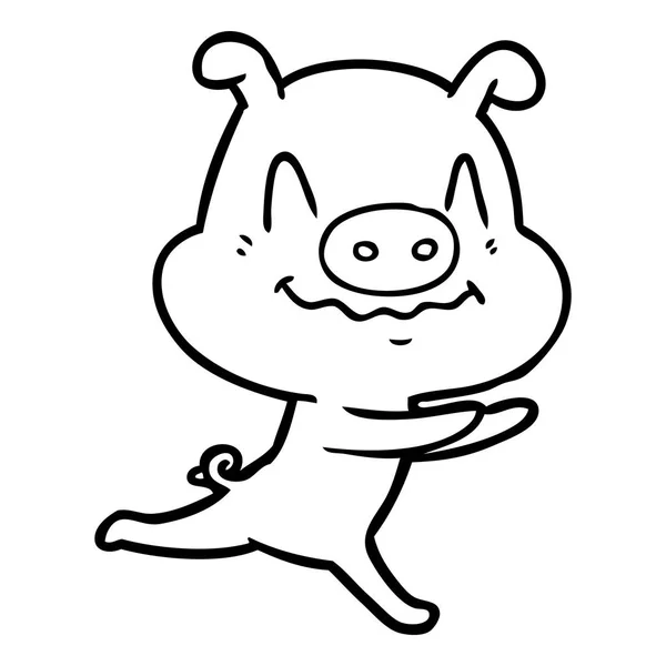 Nervous Cartoon Pig Running — Stock Vector