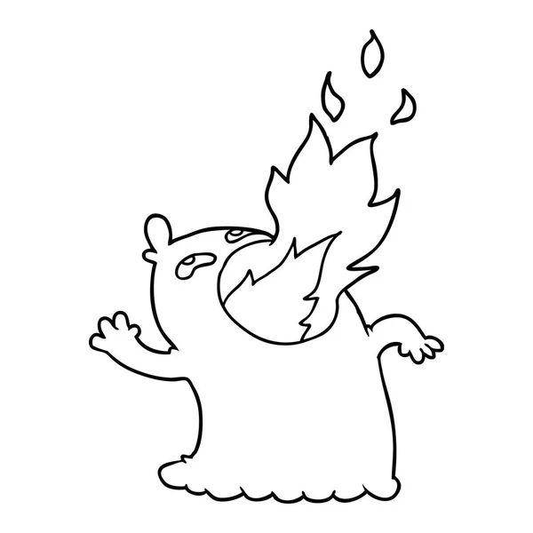 Cartoon Fire Breathing Ghost — Stock Vector