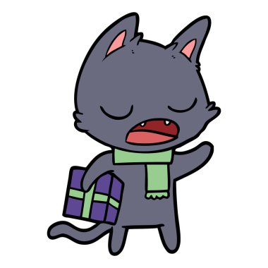 kedi karikatür konuşma vektör çizim