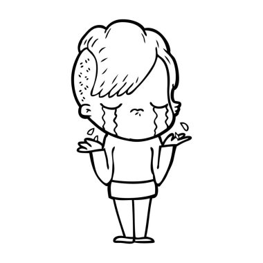 Ağlayan kızın vektör çizimi