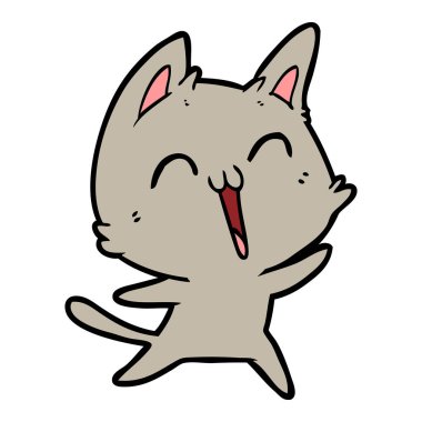 vektör çizim karikatür mutlu kedi