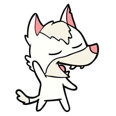 vektör çizim karikatür kurt gülen