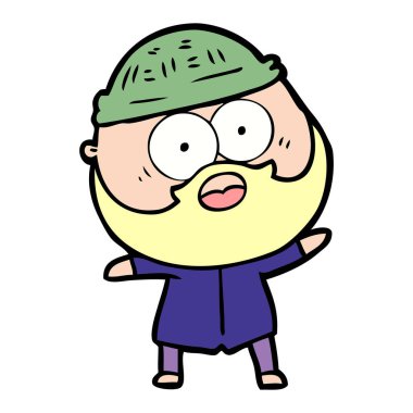 şaşırmış sakallı adam çizgi film