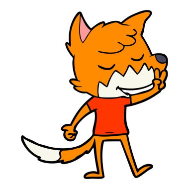vektör çizim dostu karikatür Fox